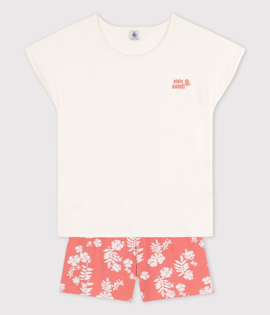 Pyjacourt fille en coton blanc MARSHMALLOW/ PAPAYE