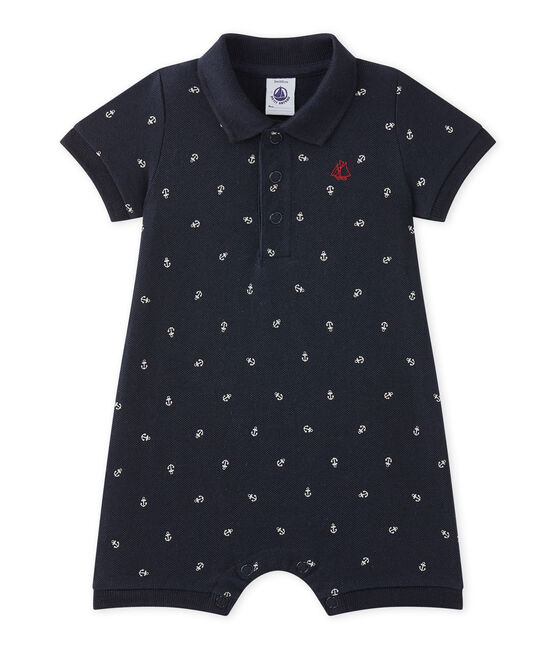 Combicourt col polo bébé garçon imprimé bleu SMOKING/blanc FETA