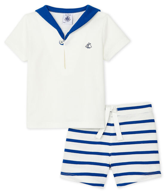 Ensemble deux pièces bébé garçon blanc MARSHMALLOW/bleu SURF