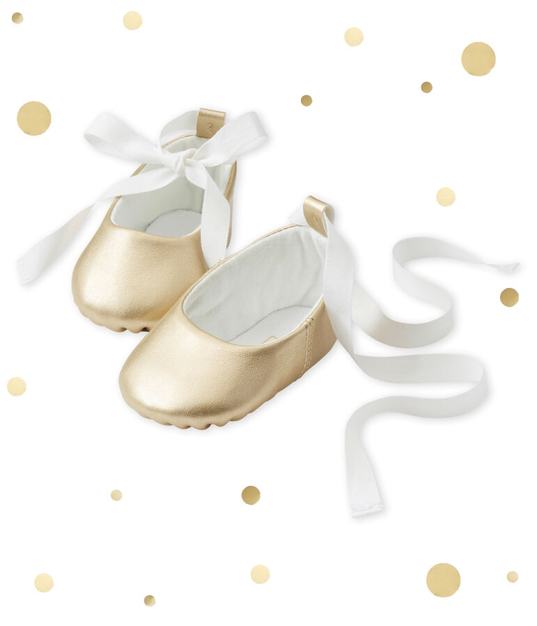 Chaussons ballerines b&eacute;b&eacute; fille marron