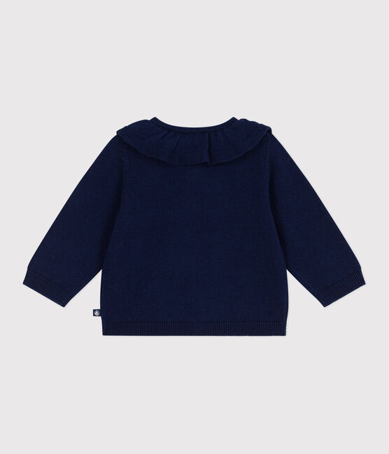 Cardigan bébé en tricot laine et coton uni à col SOIR