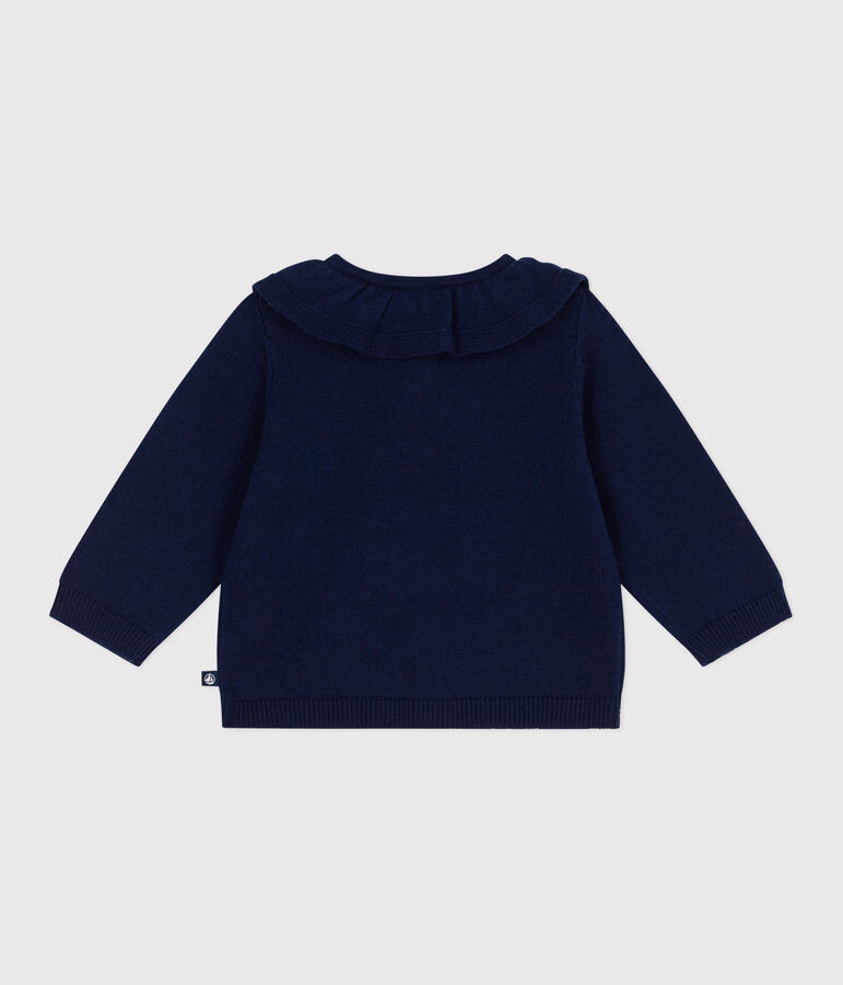 Cardigan b&eacute;b&eacute; en tricot laine et coton uni &agrave; col bleu SOIR