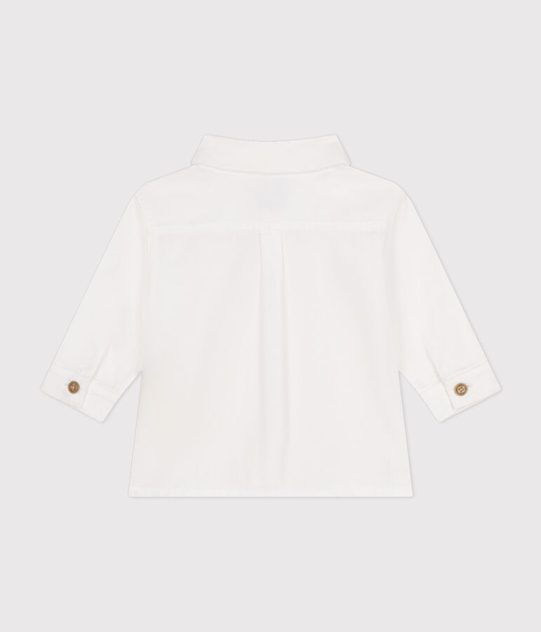 Chemise en piqu&eacute; de coton b&eacute;b&eacute; blanc ECUME