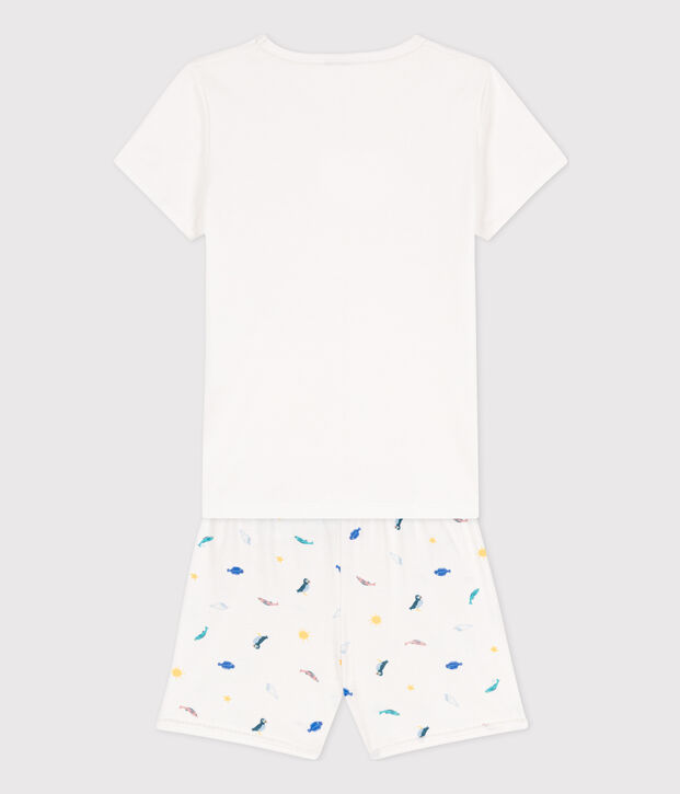Pyjacourt animaux marins en coton petite fille blanc/multicouleur