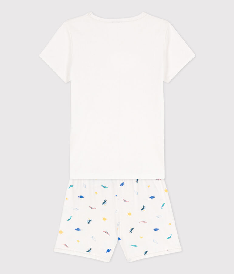 Pyjacourt animaux marins en coton petite fille blanc MARSHMALLOW/blanc MULTICO
