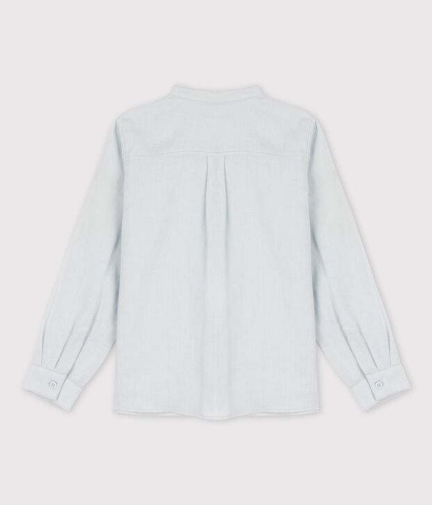 Chemise &agrave; manches longues en lin enfant gar&ccedil;on bleu