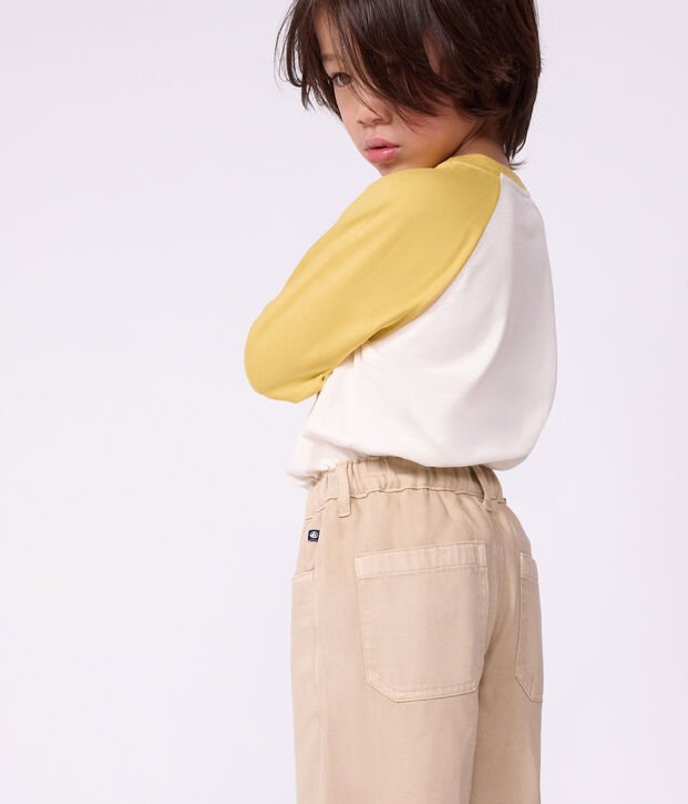Pantalon 5 poches enfant en denim beige