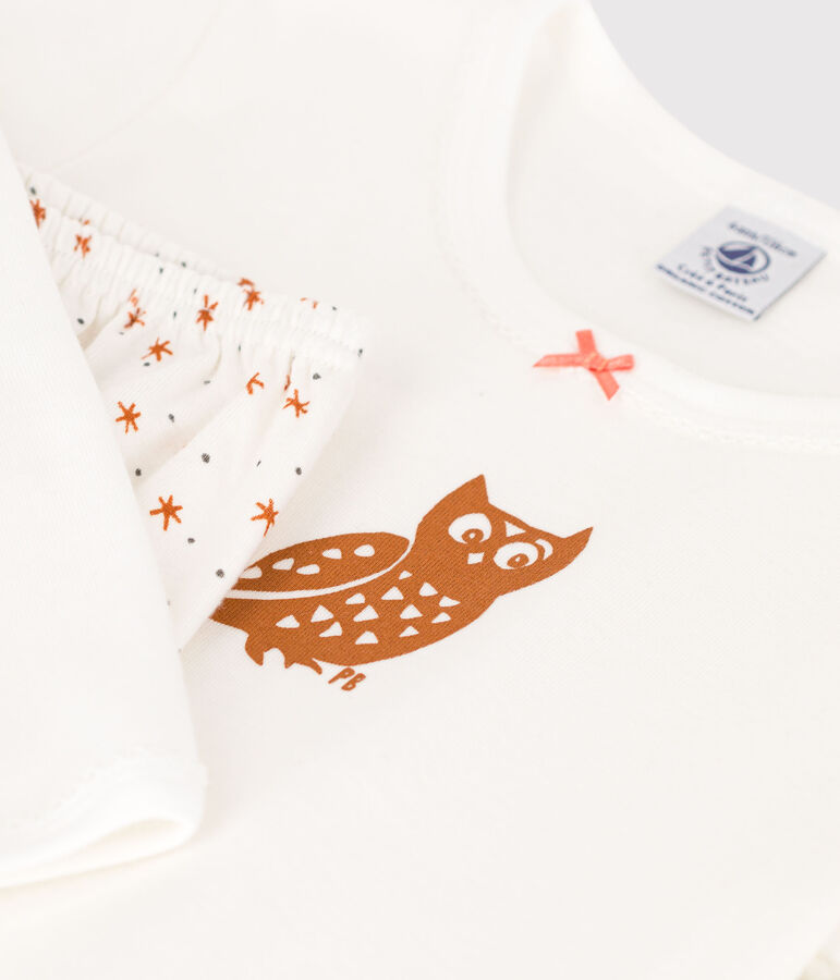 Pyjama petite fille en coton blanc MARSHMALLOW/blanc MULTICO