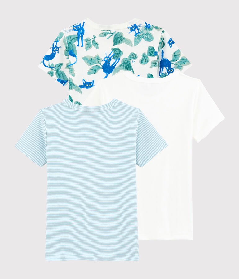 Lot de 3 tee-shirts manches courtes chats color&eacute;s petit gar&ccedil;on multicouleur