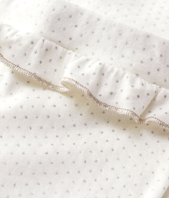 Legging en coton bébé. blanc MARSHMALLOW/gris ARGENT