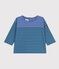 Tee-shirt b&eacute;b&eacute; en coton manches longues &agrave; rayures bleu/vert
