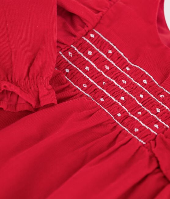 Combinaison courte bébé en velours à smocks et volants rouge TERKUIT