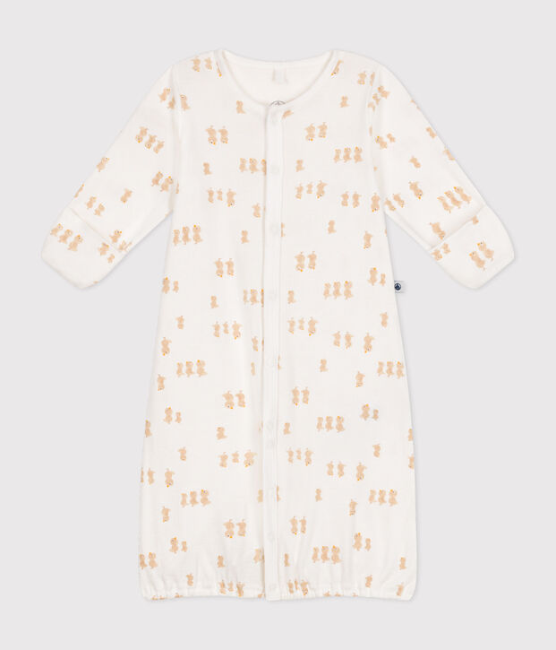 Combisac en coton b&eacute;b&eacute; blanc/gris