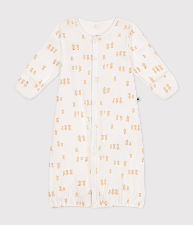 Combisac en coton b&eacute;b&eacute; blanc MARSHMALLOW/gris GRIS