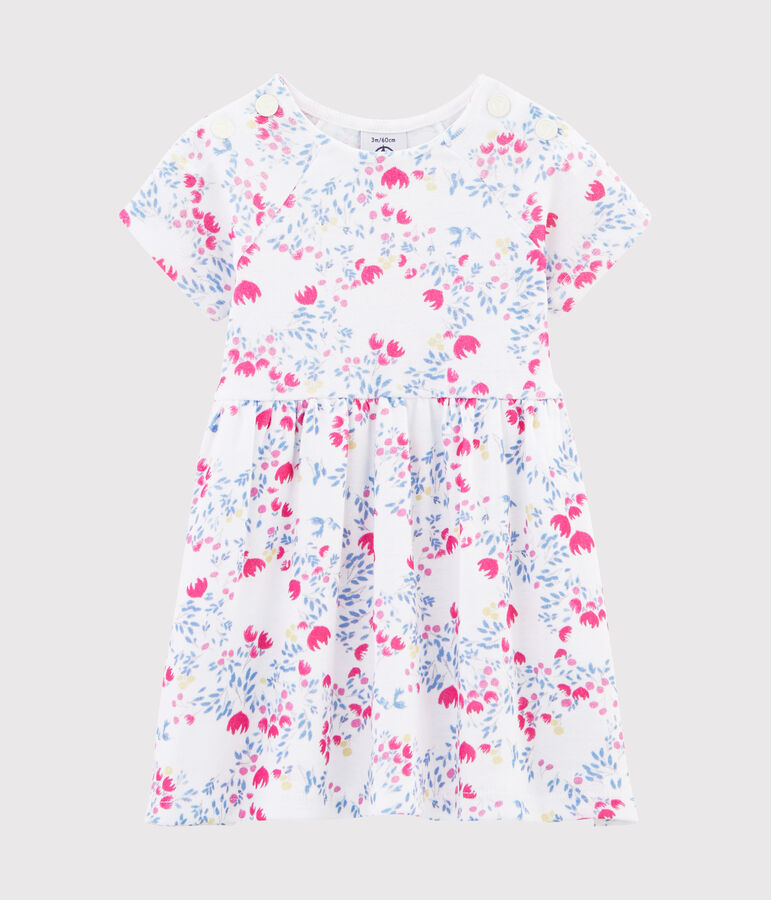 Robe imprim&eacute;e b&eacute;b&eacute; fille blanc/bleu/multicouleur