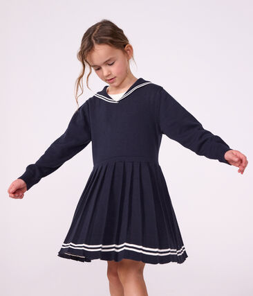 Robe enfant en coton manches longue unie
