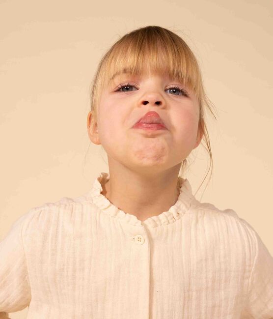 Blouse en gaze de coton enfant fille écru AVALANCHE