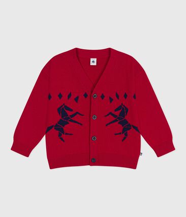 Cardigan enfant en laine et coton à motifs