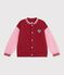 Veste teddy enfant en coton uni colorblock rouge
