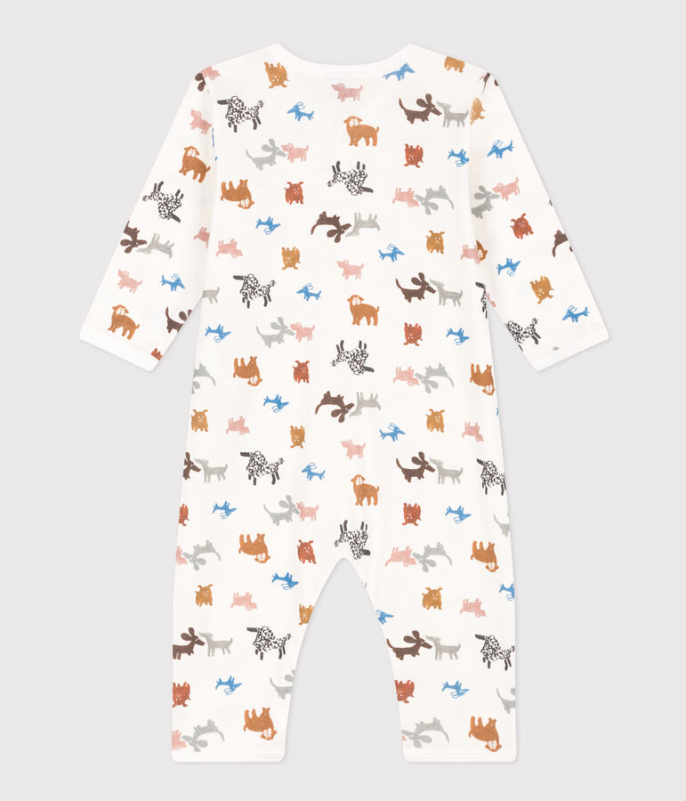 Pyjama b&eacute;b&eacute; sans pieds en coton blanc MARSHMALLOW/ ECUREUIL