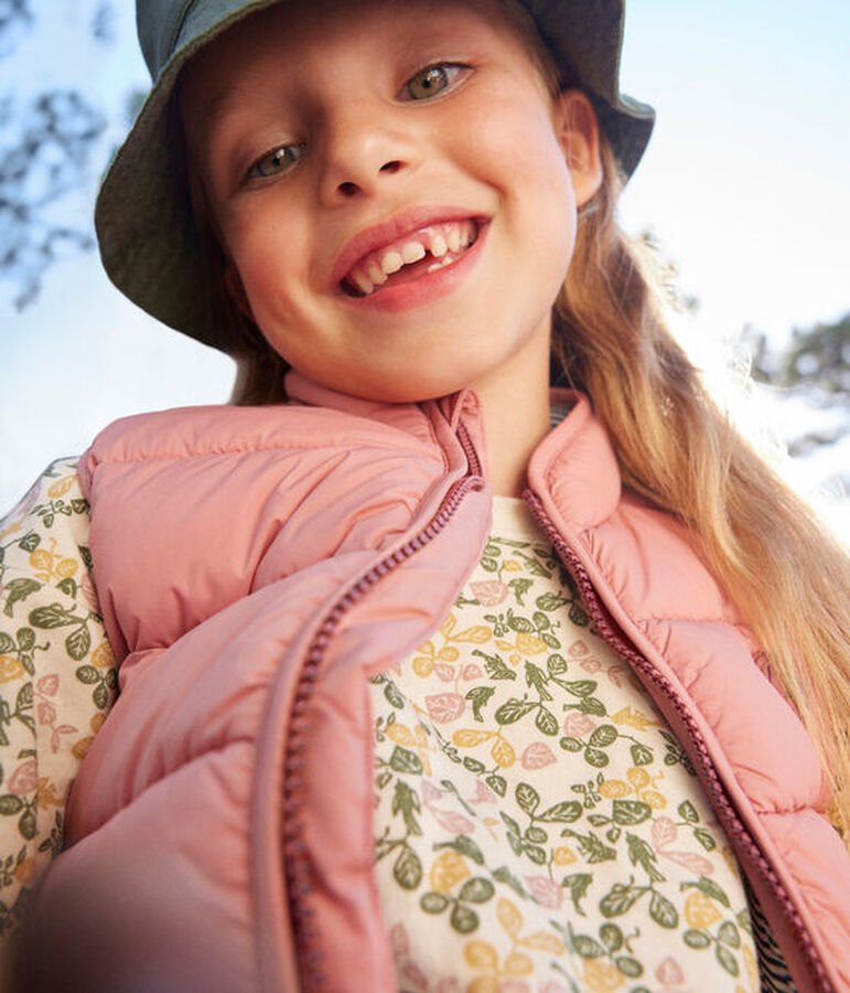 Tee-shirt manches longues imprim&eacute; en tubique enfant fille blanc AVALANCHE/ MULTICO