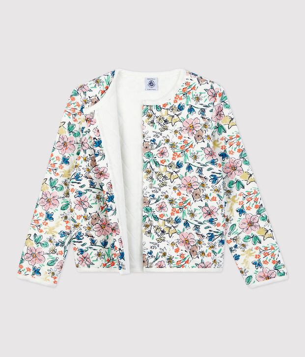 Cardigan en tubique enfant fille blanc/multicouleur