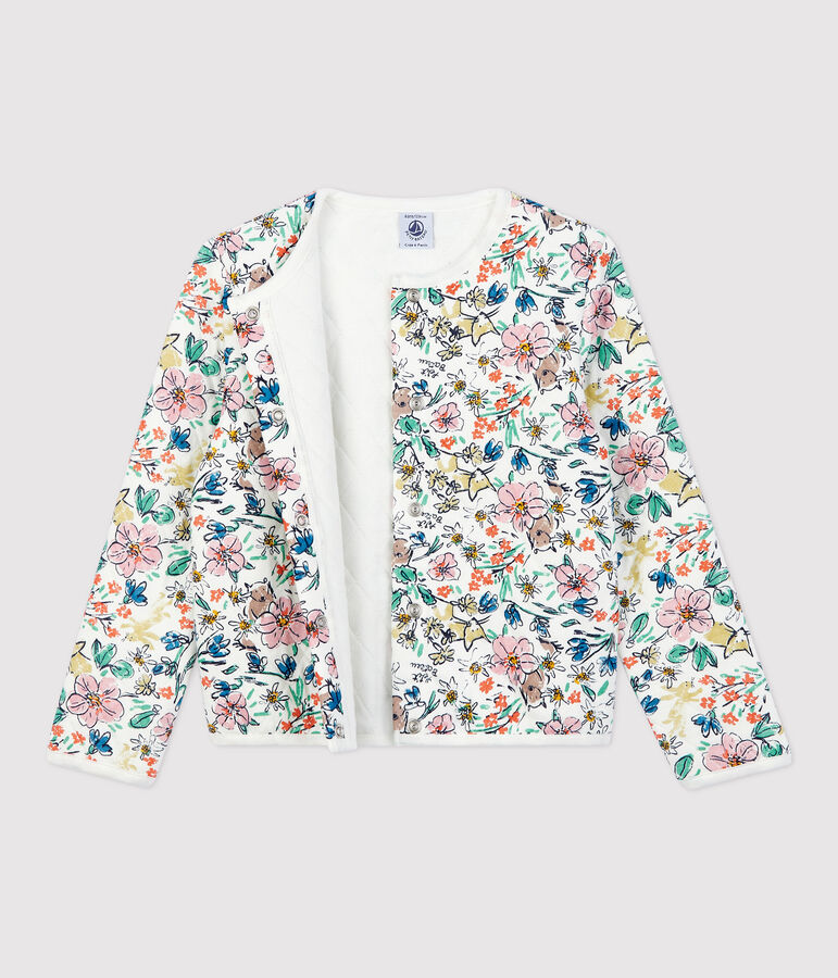 Cardigan en tubique enfant fille blanc/multicouleur