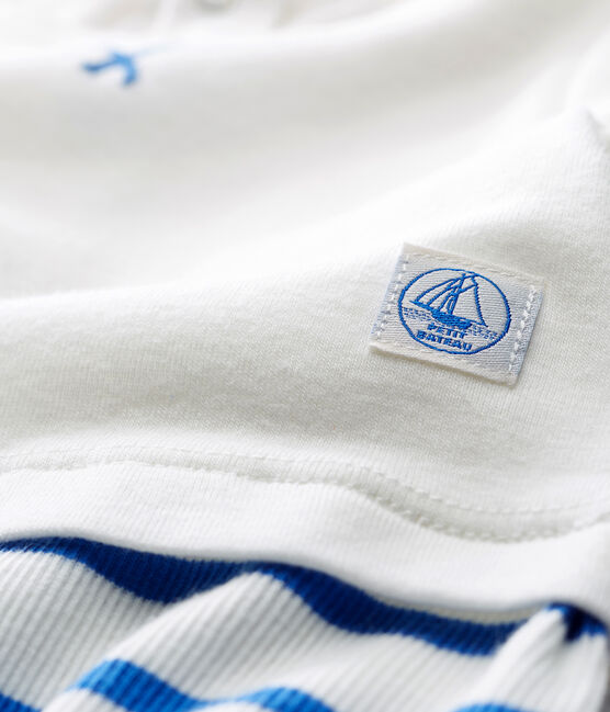 Combicourt bébé garçon blanc MARSHMALLOW/bleu COOL