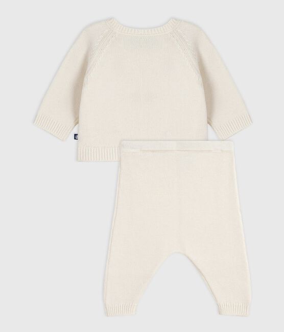 Ensemble 2 pièces bébé en tricot et cœurs brodés rouge MARSHMALLOW/ POMPEI