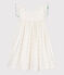 Robe longue sans manche enfant en coton à pois blanc MARSHMALLOW/blanc MULTICO