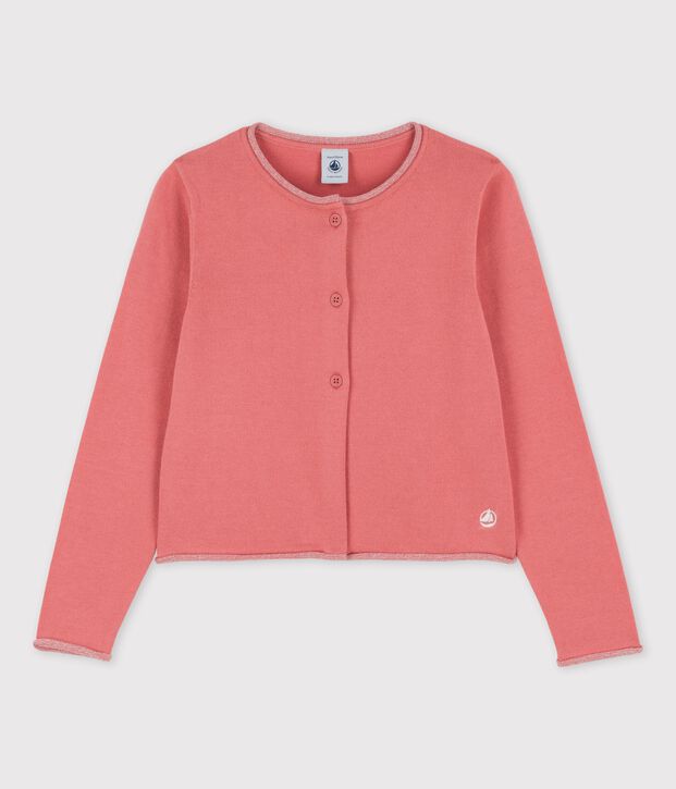 Cardigan en coton enfant fille rose