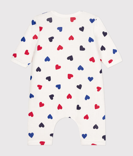 Combinaison longue ouatinée en coton bébé blanc MARSHMALLOW/blanc MULTICO