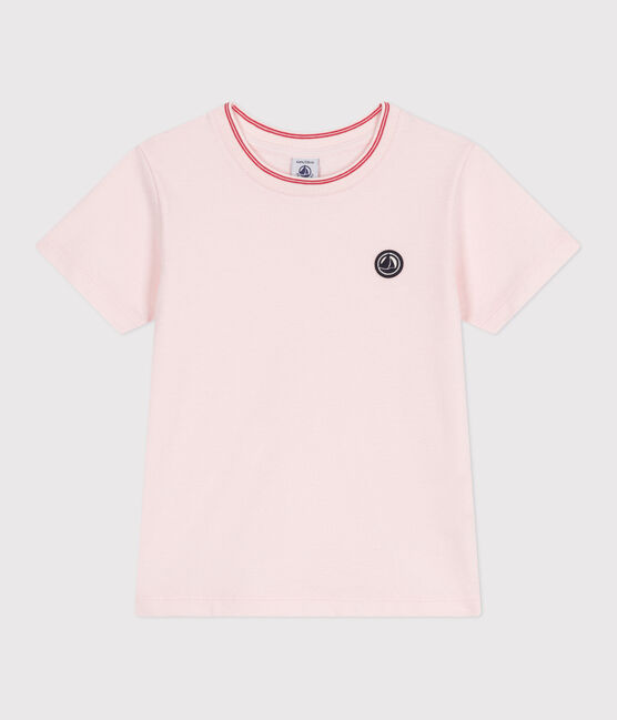Teeshirt enfant en coton manches courtes uni rose FLEUR