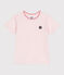 Teeshirt enfant en coton manches courtes uni rose FLEUR