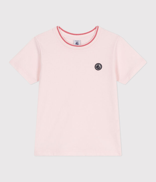 Teeshirt enfant en coton manches courtes uni rose