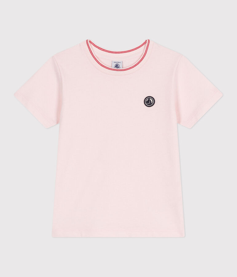 Teeshirt enfant en coton manches courtes uni rose