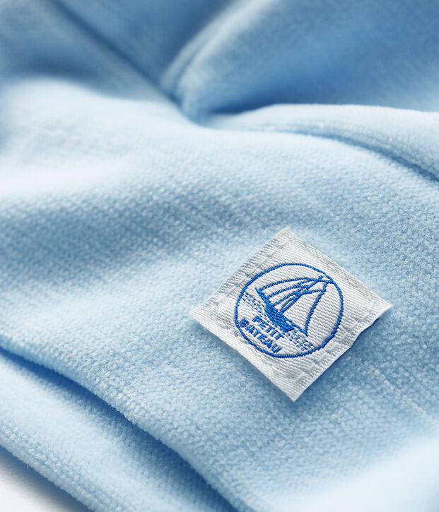 Bonnet naissance b&eacute;b&eacute; en velours bleu clair