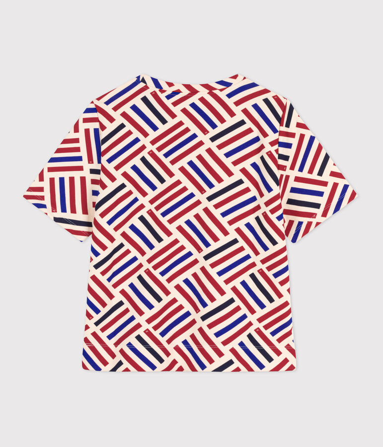 Tee-shirt LE BOXY en coton Femme &eacute;cru/rouge/multicouleur