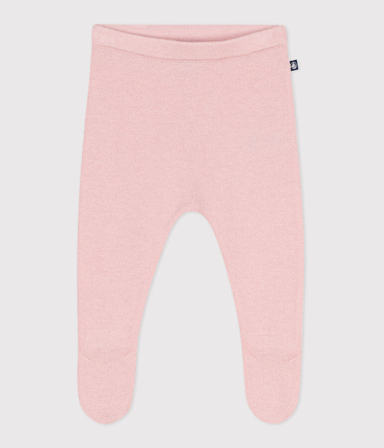 Pantalon b&eacute;b&eacute; en tricot laine et coton rose JOLI