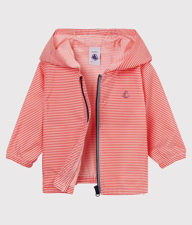 Coupe-vent b&eacute;b&eacute; mixte ray&eacute; rose/blanc