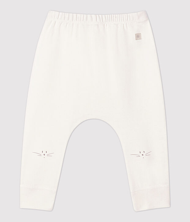 Legging t&ecirc;te de chat b&eacute;b&eacute; en coton biologique blanc
