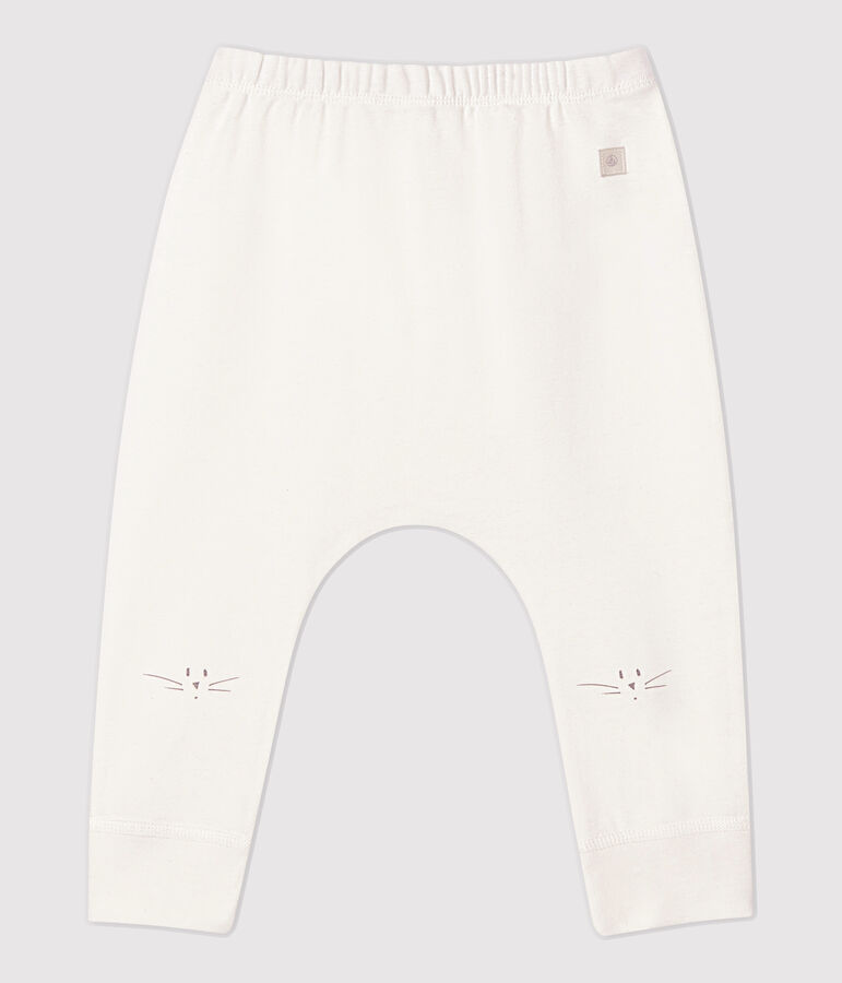 Legging t&ecirc;te de chat b&eacute;b&eacute; en coton biologique blanc MARSHMALLOW