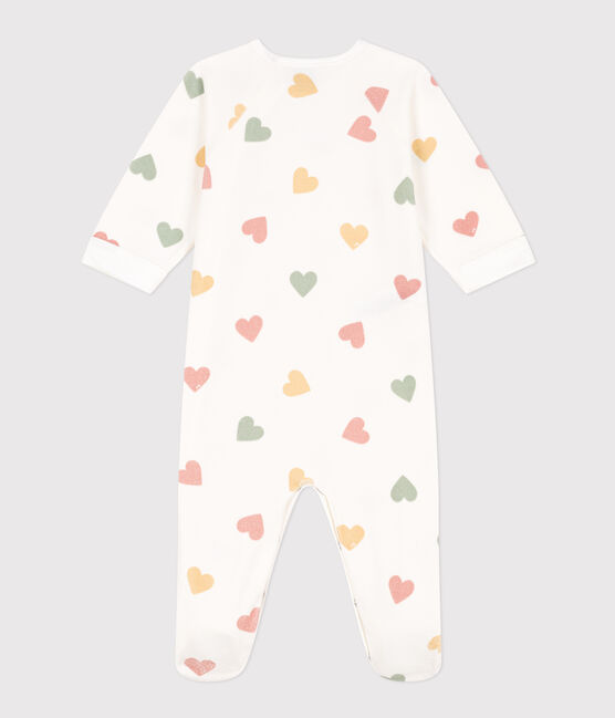 Pyjama bébé coeurs multicolores en velours blanc MARSHMALLOW/blanc MULTICO