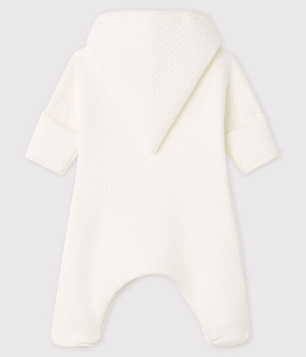 Combinaison longue b&eacute;b&eacute; en tubique matelass&eacute; blanc