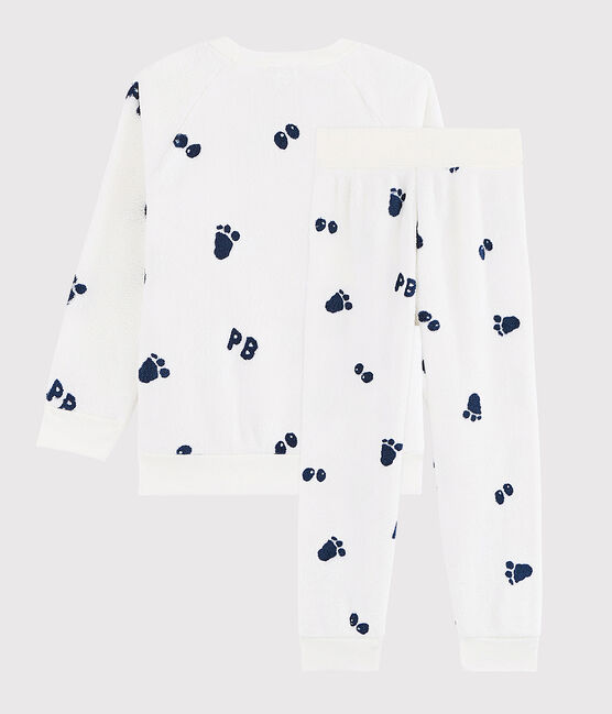 Pyjama petit garçon en polaire blanc MARSHMALLOW/bleu MEDIEVAL CN