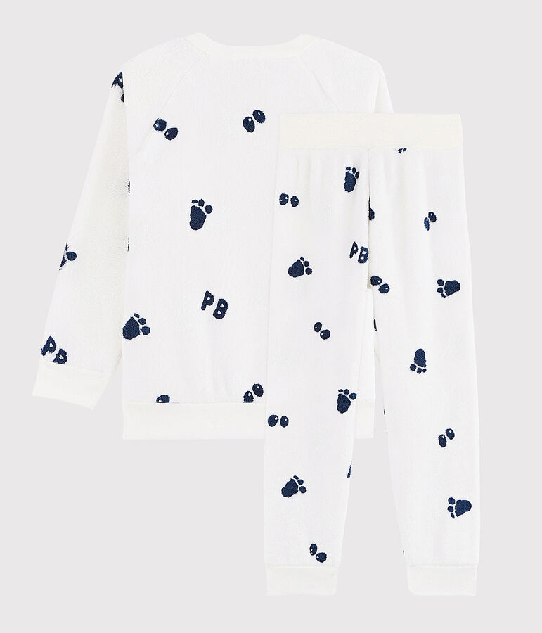 Pyjama petit gar&ccedil;on en polaire blanc/bleu