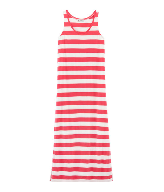 Robe sans manche femme rose GROSEILLER/blanc MARSHMALLOW