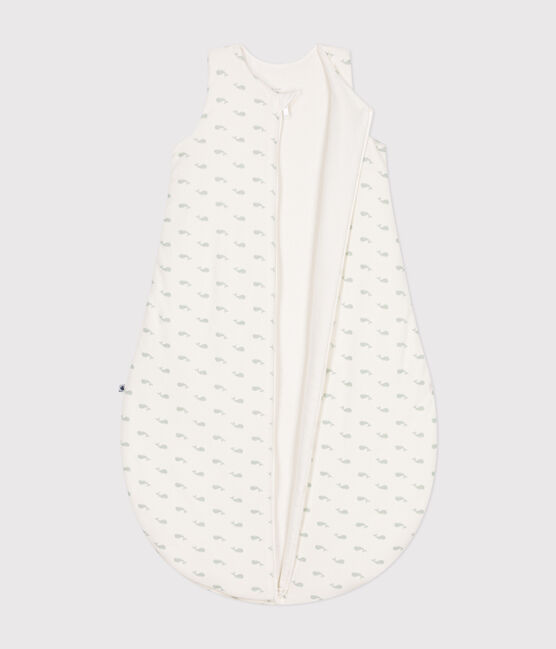 Gigoteuse en velours bébé imprimé baleine TOG 3 blanc MARSHMALLOW/ HERBIER