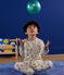 Pyjama en velours imprimé étoiles enfant blanc MARSHMALLOW/blanc MULTICO