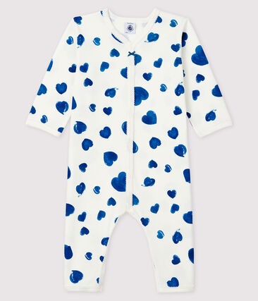 PETIT BATEAU - Dors-bien à cœurs bleus sans pieds bébé fille en côte